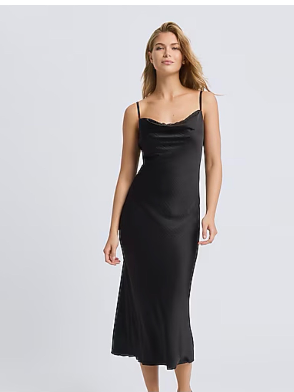 Express Black Slip Midi Dress with Adjustable Straps